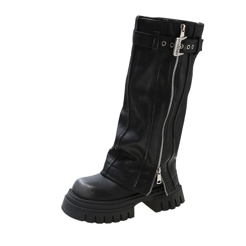 Isla Farrington | Knee-High Platform Boots With Zip Detail