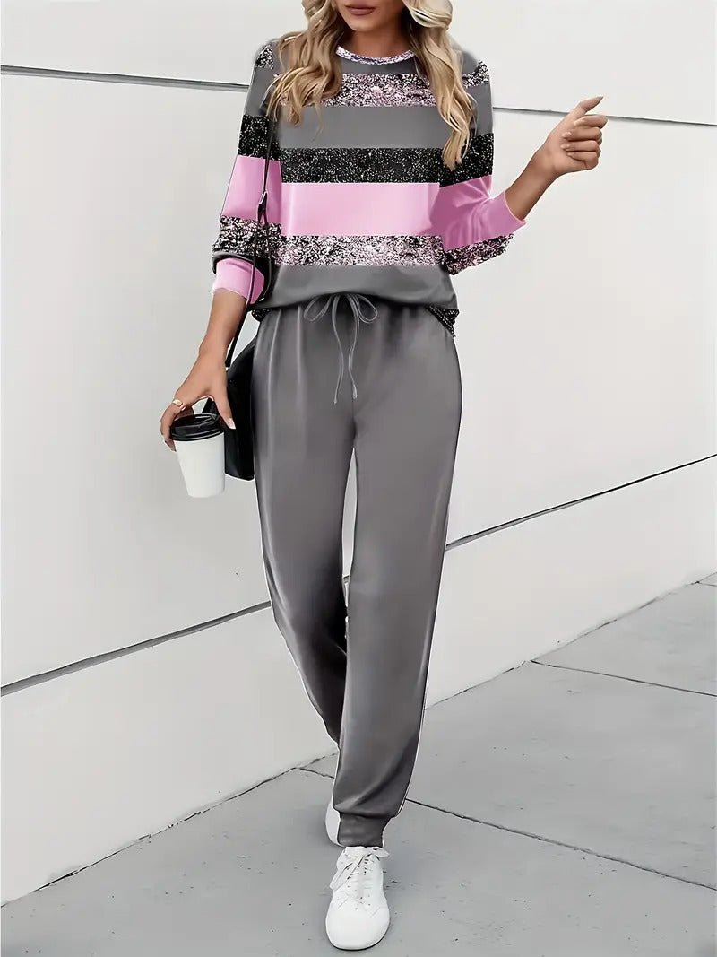 Rosie Clarke | Colour-Block Sequin Sweatshirt & Jogger Set