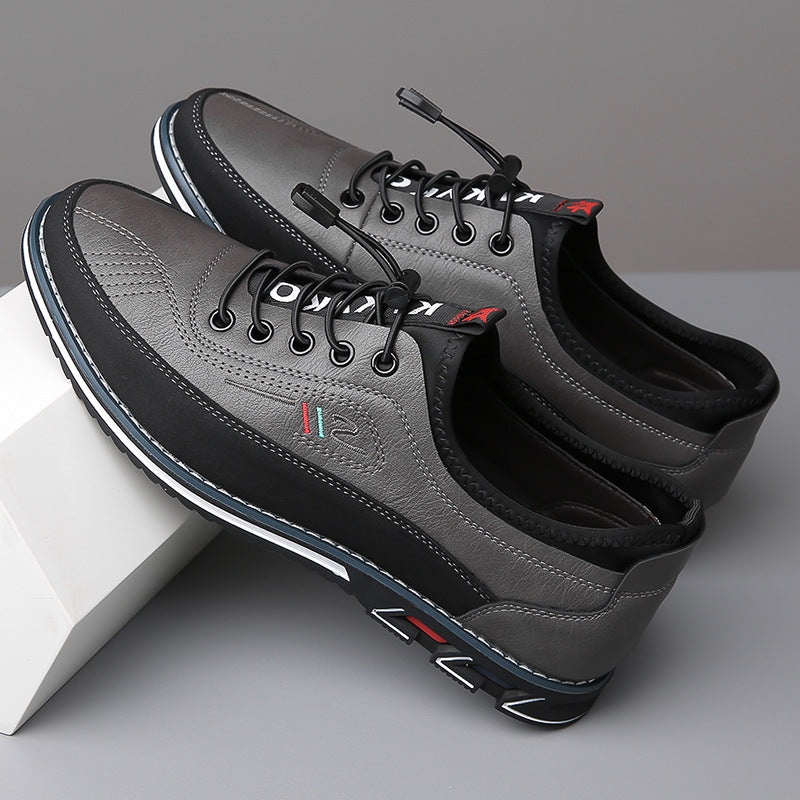 Duncan Sinclair | Grey Leather Lace-Up Casual Shoes For Men