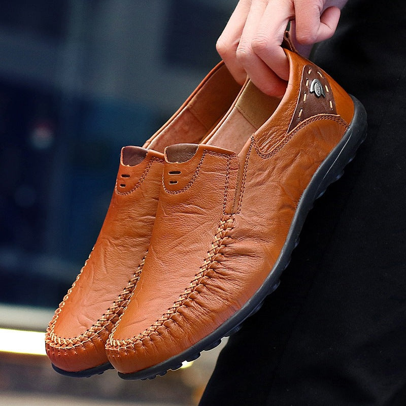Ellis Kendall | Tan Leather Slip-On Driving Loafers For Men