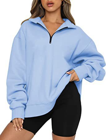 Eliza Sutcliffe | Blue Oversized Zip Collar Sweatshirt