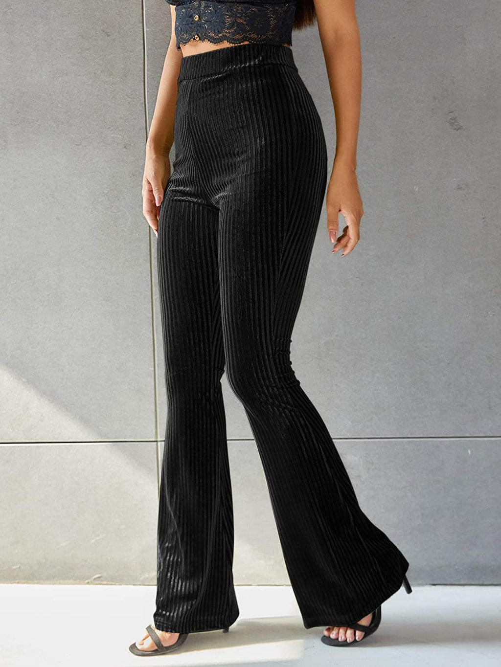 Isla Thompson | Velvet Ribbed High-Waist Flare Trousers