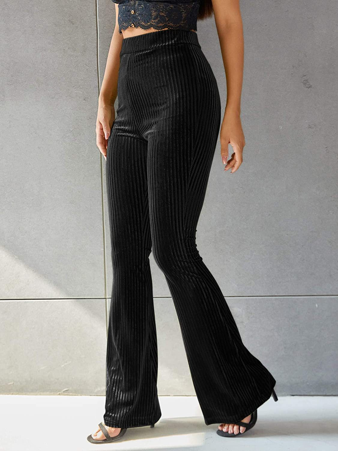 Isla Thompson | Velvet Ribbed High-Waist Flare Trousers