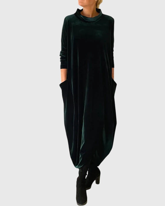 Margot Fontaine | Velvet Maxi Dress With Mock Neck