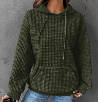 Lydia Cross | Waffle Knit Hoodie With Drawstring Detail