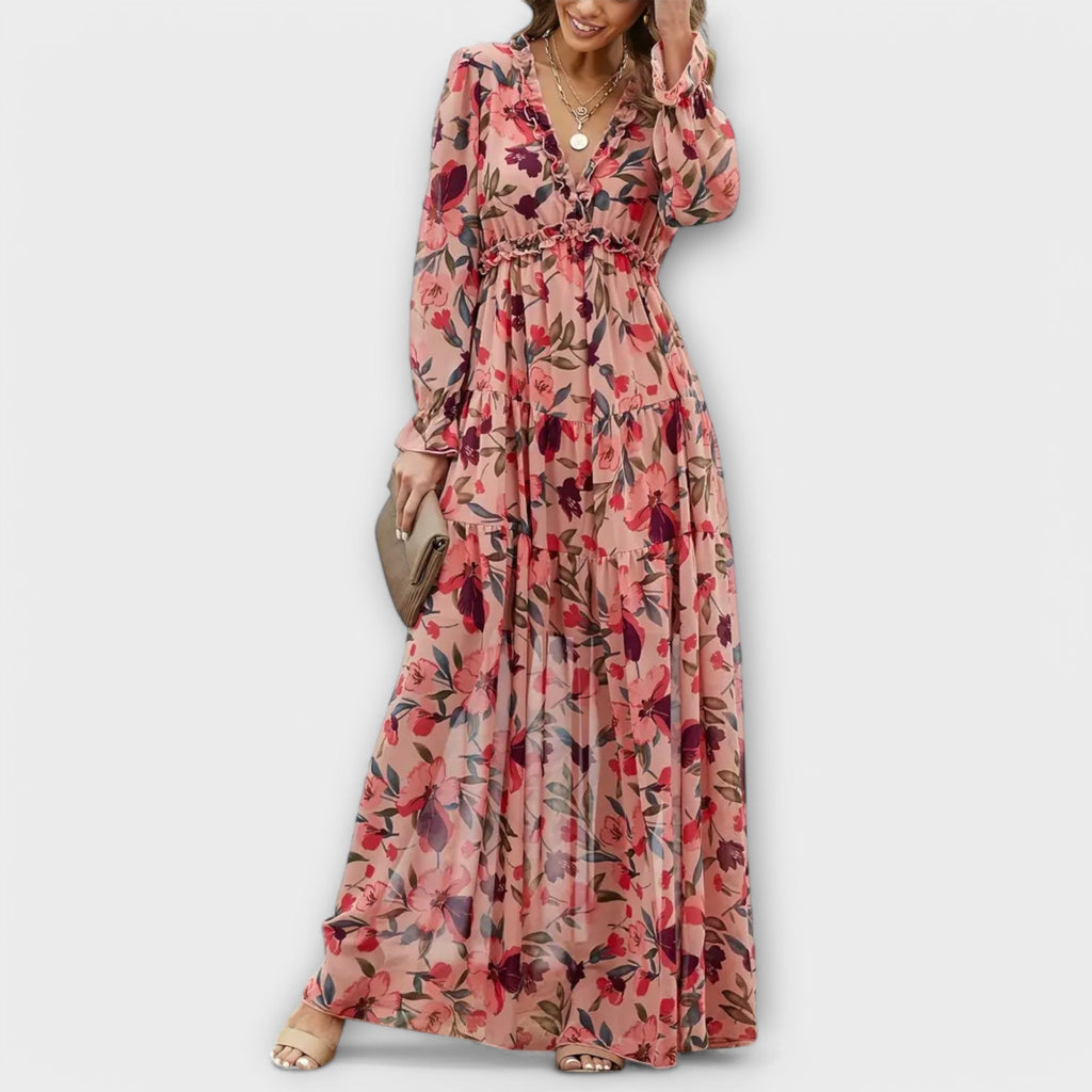 Lucia Bennett | Floral Maxi Dress With Tiered Skirt