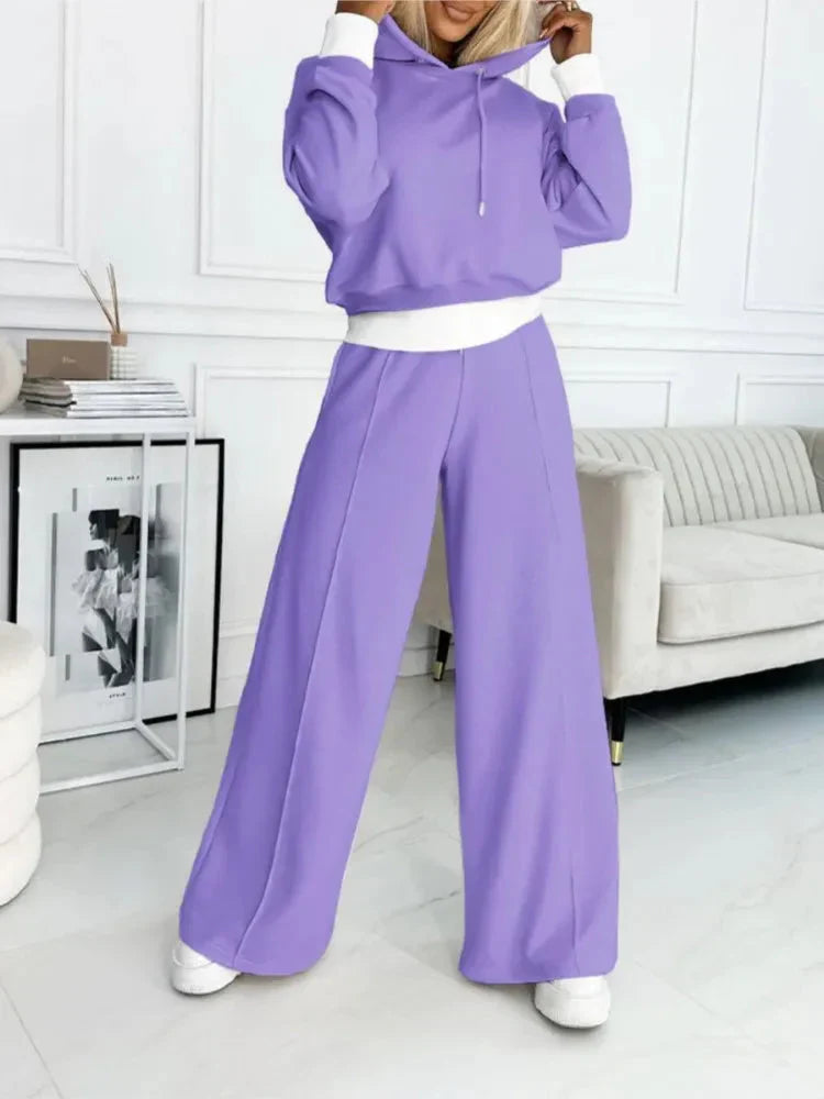 Freya Wilson | Purple Two-Piece Hoodie & Wide-Leg Joggers Set
