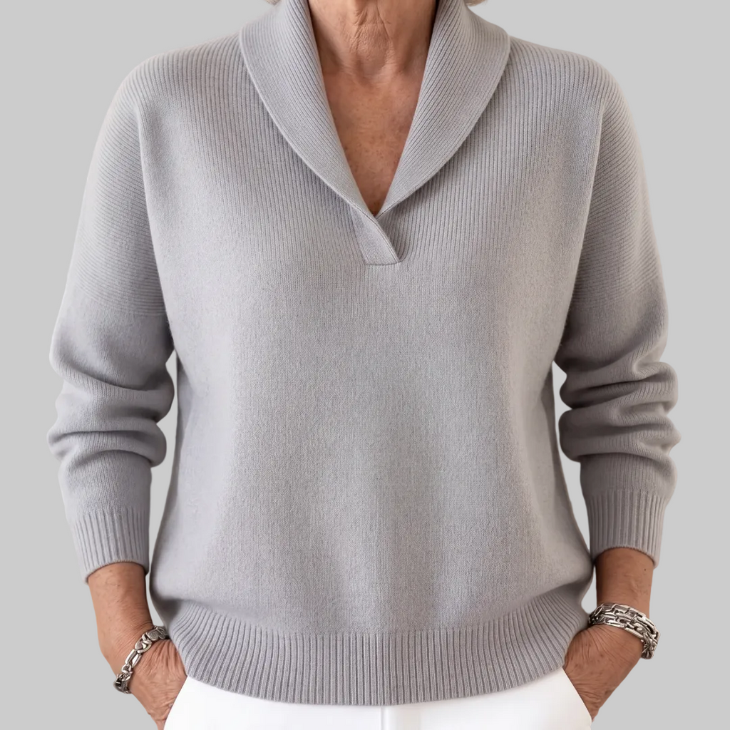 Relaxed Fit Shawl Collar Knit Jumper