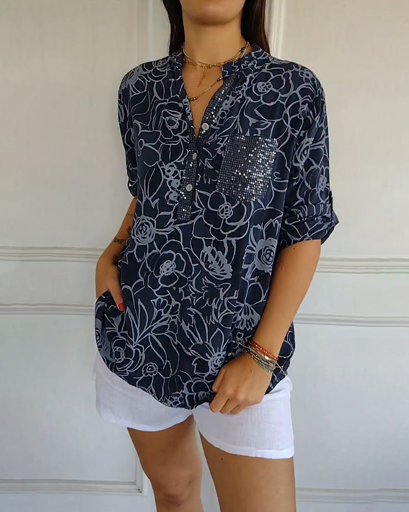 Imogen Sutcliffe | Floral Print Blouse With Roll-Up Sleeves