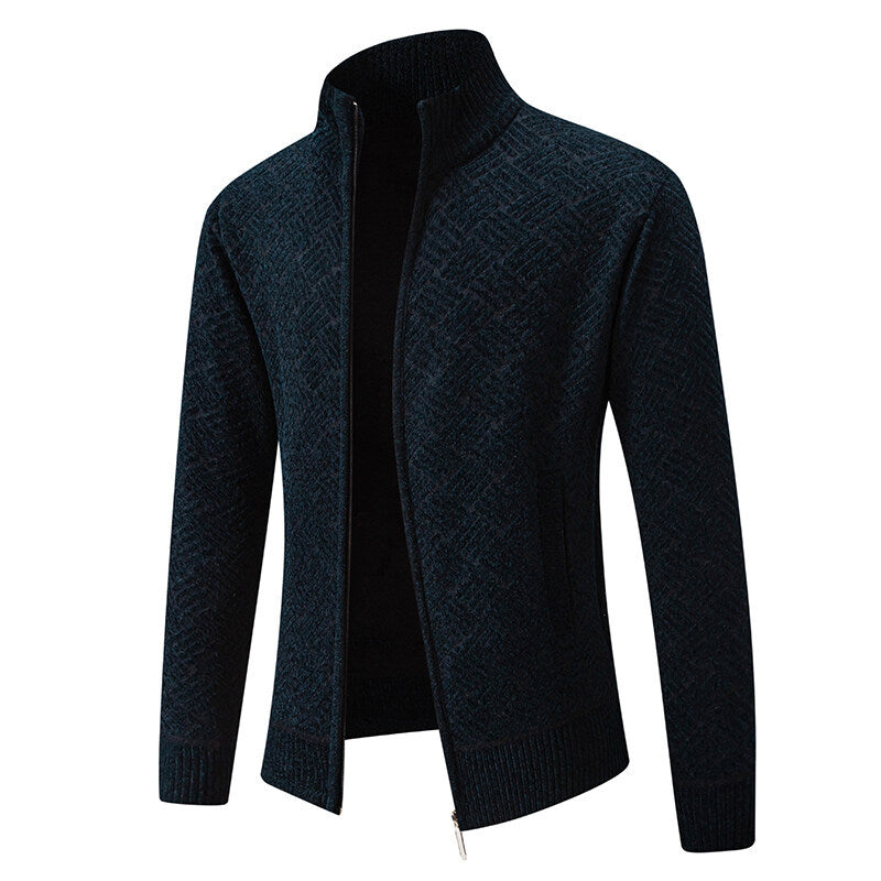 Clive Bramwell | Textured Zip-Up Sweater With Stand Collar