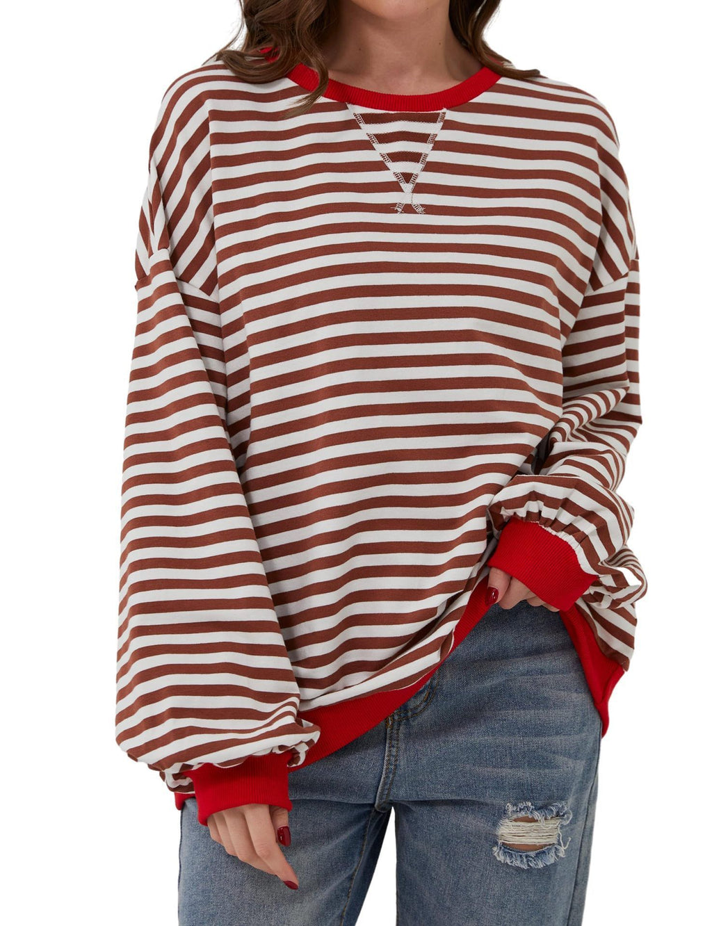 Eleanor Prescott | Striped Oversized Crew Neck Sweatshirt