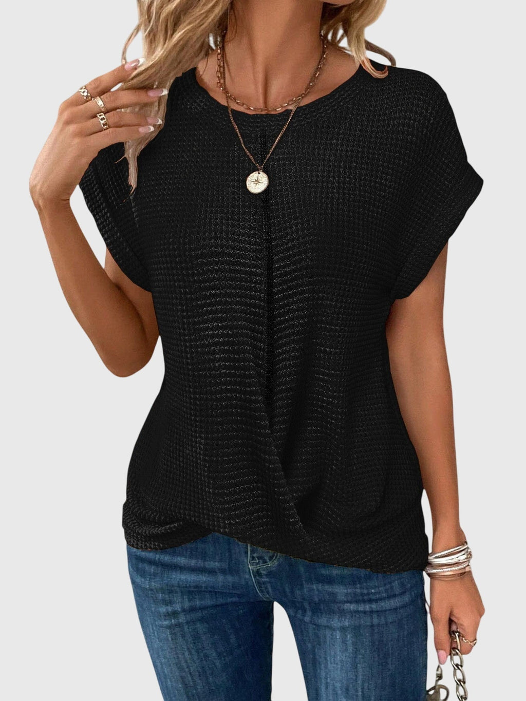 Imogen Sinclair | Waffle-Knit Blouse with Twist Front