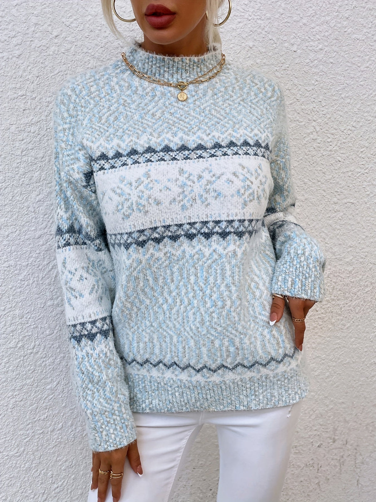 Cressida Ainsworth | Cozy Snowflake Mock-Neck Sweater