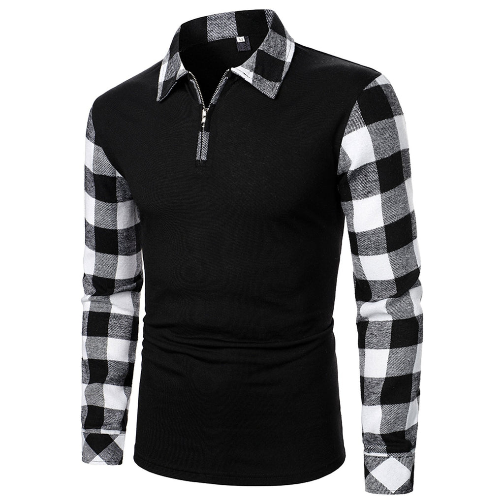 Desmond Fairclough | Quarter-Zip Plaid Panel Polo Shirt