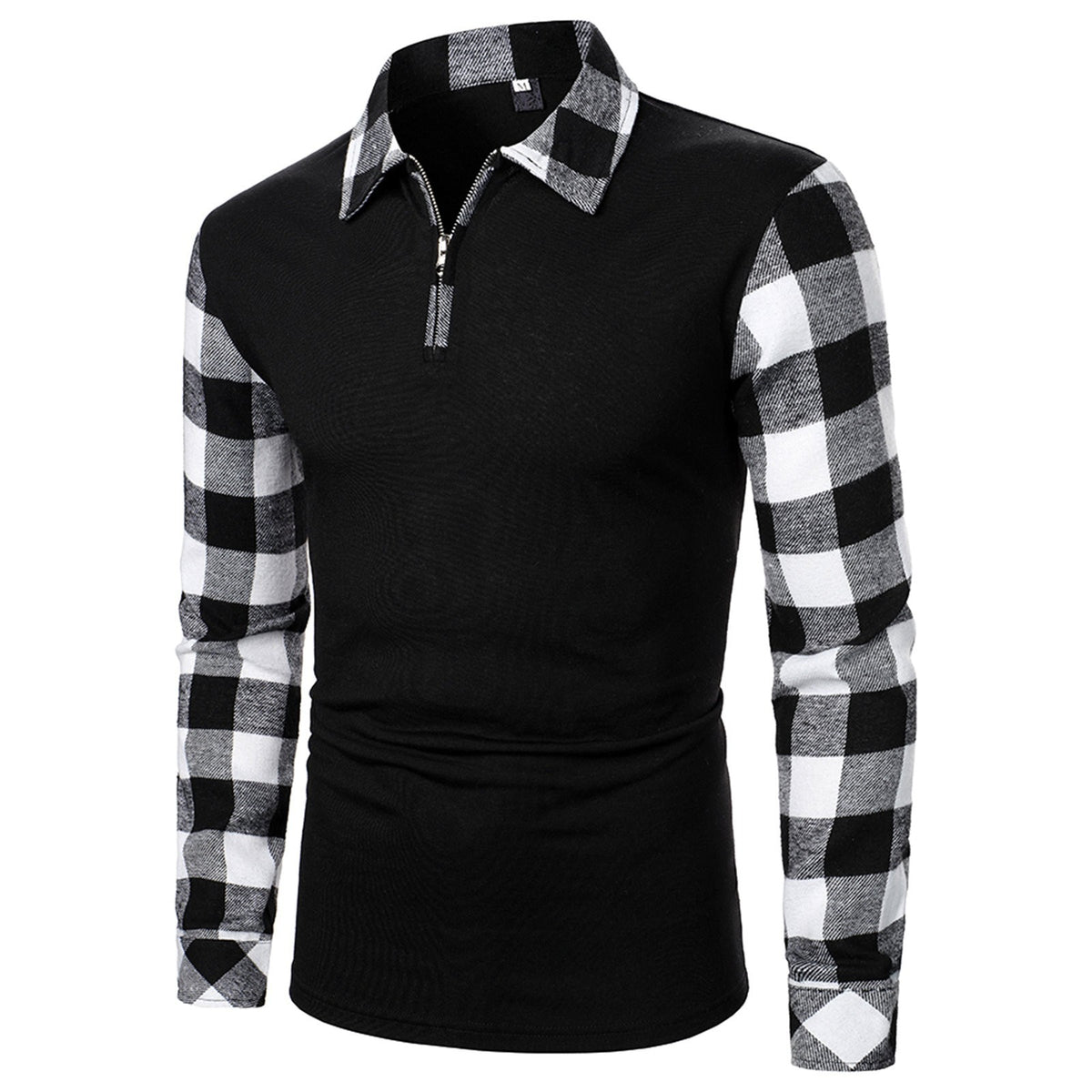 Desmond Fairclough | Quarter-Zip Plaid Panel Polo Shirt