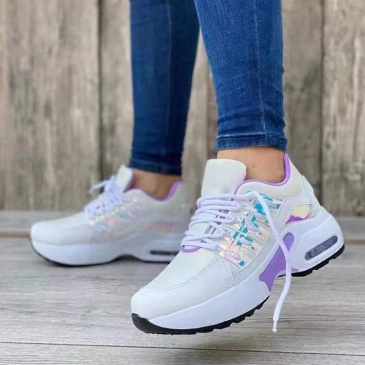 Georgina Pratt | Grey Mesh Lace-Up Wedge Sneakers
