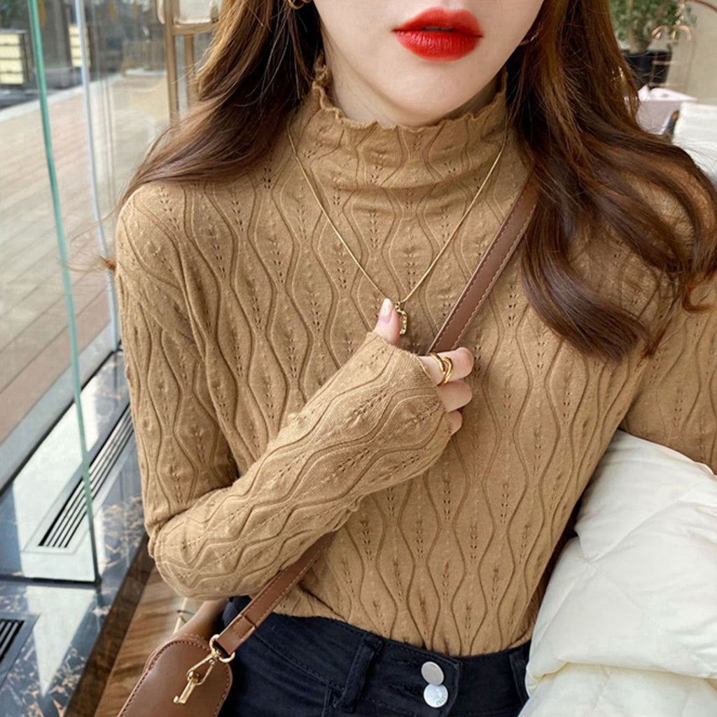 Tabitha Wright | Cream Ribbed Knit Turtleneck Jumper