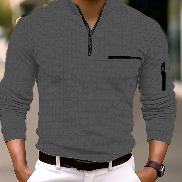 Oliver Kingsley | Quarter-Zip Waffle Knit Polo Shirt for Men
