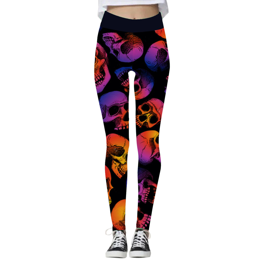 Clara Whitlock | Skull & Pumpkin Print Halloween Leggings
