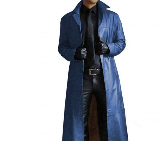 Hugo Radley | Slim Fit Long Leather Trench Coat