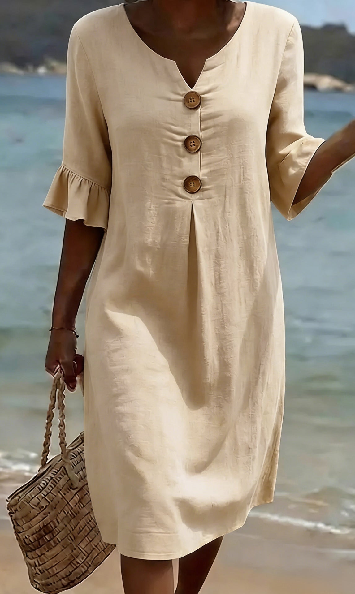 Amelia Whitmore | Casual Button Midi Dress For Women