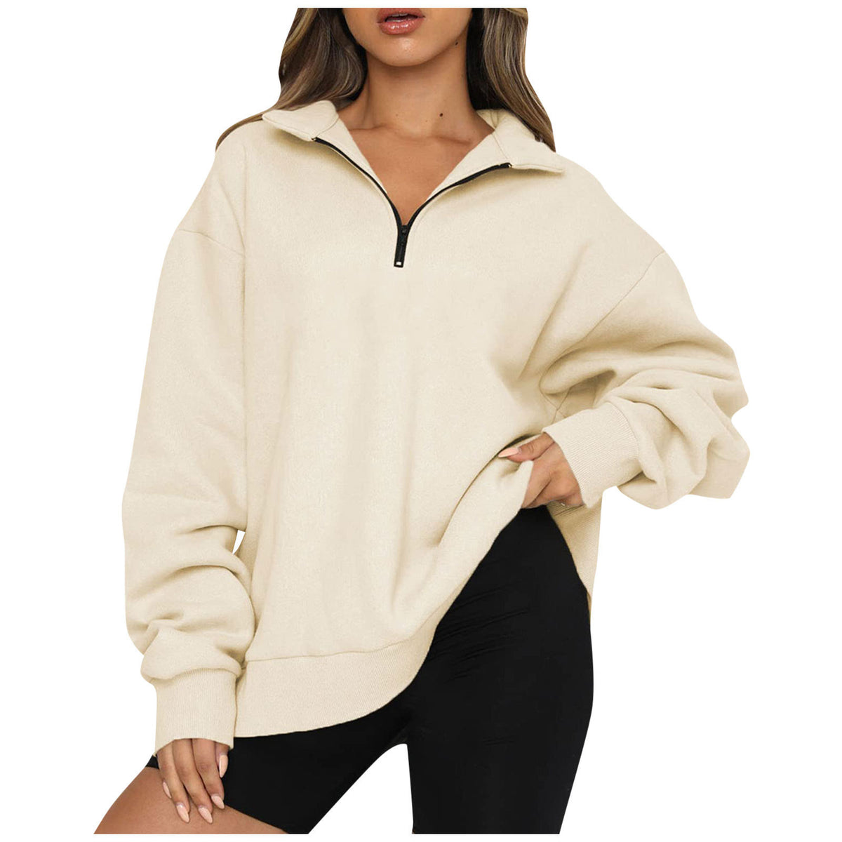 Eliza Sutcliffe | Blue Oversized Zip Collar Sweatshirt