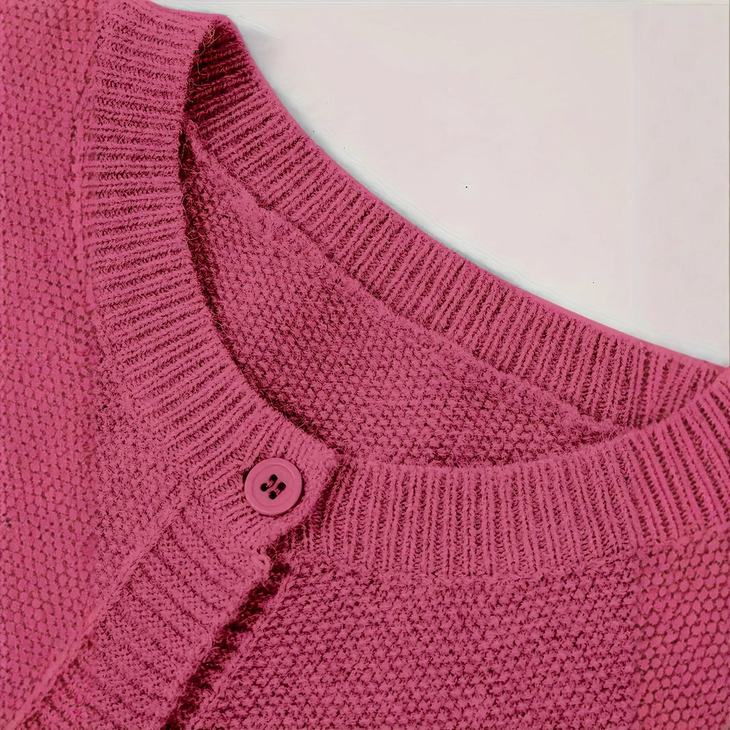 Emma Hughes | Rose Pink Knitted Crew Neck Cardigan
