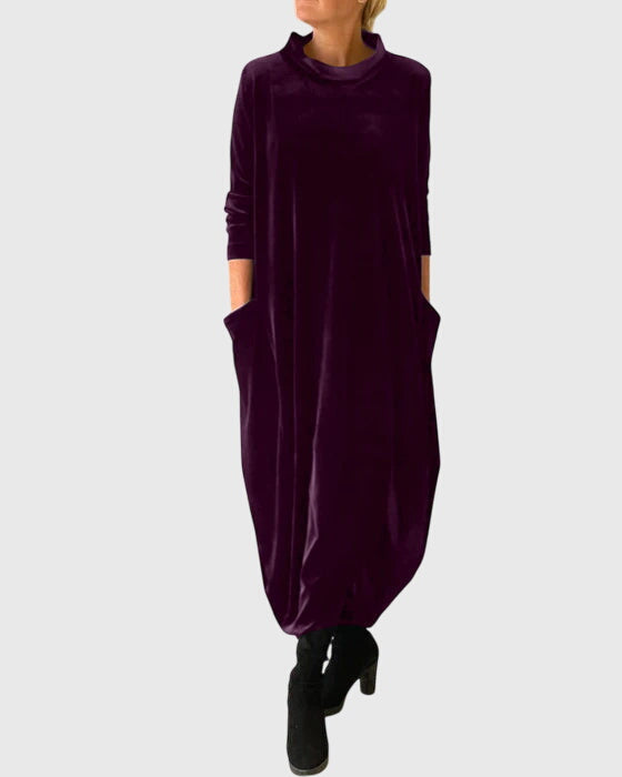 Margot Fontaine | Velvet Maxi Dress With Mock Neck