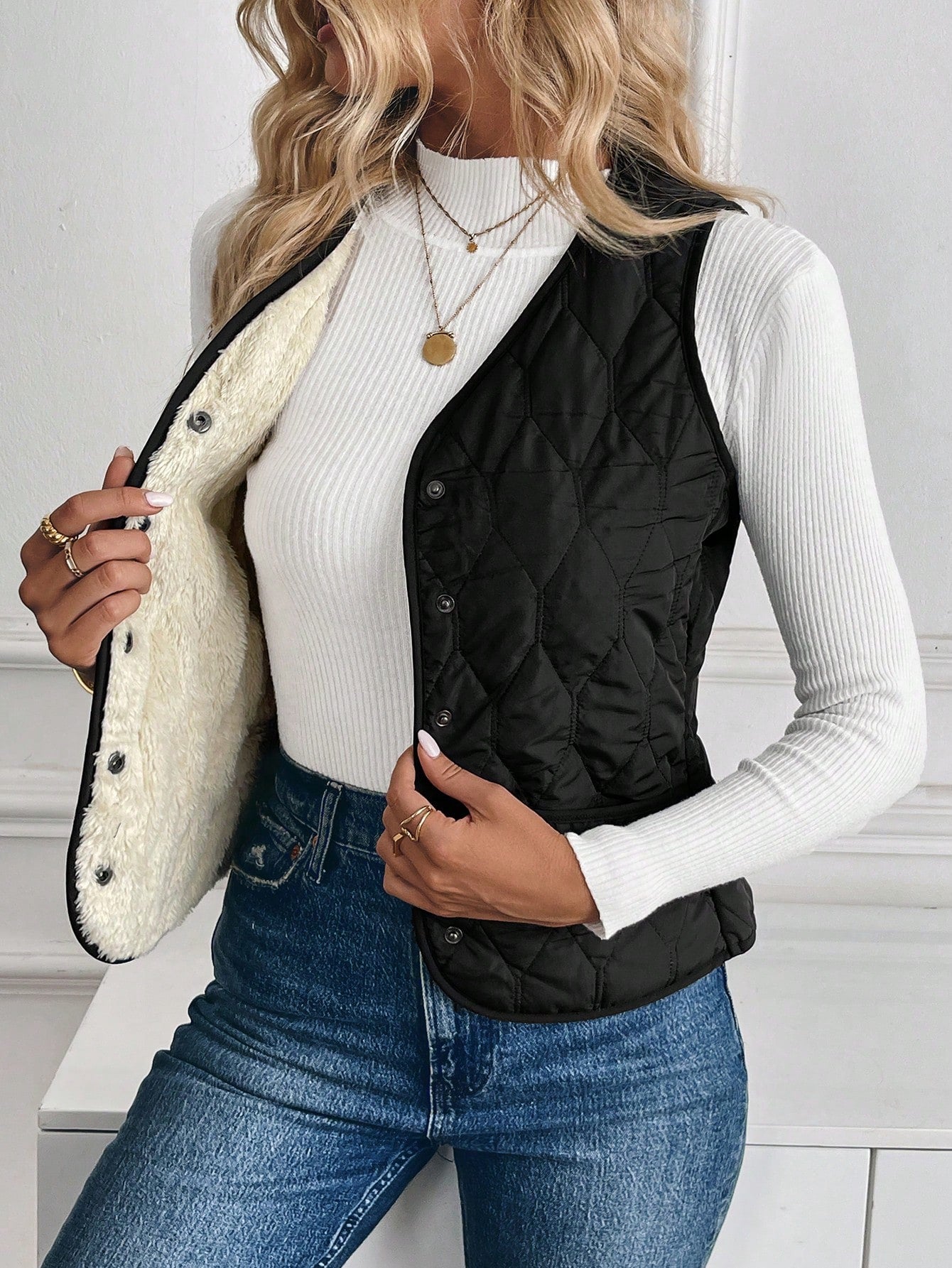Georgia Thornton | Quilted Padded Gilet with Plush Lining