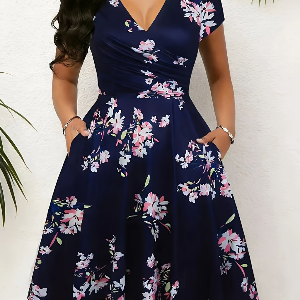 Harriet Blackwood | Floral A-Line Midi Dress With Pockets