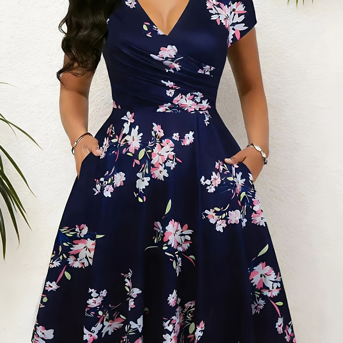 Harriet Blackwood | Floral A-Line Midi Dress With Pockets