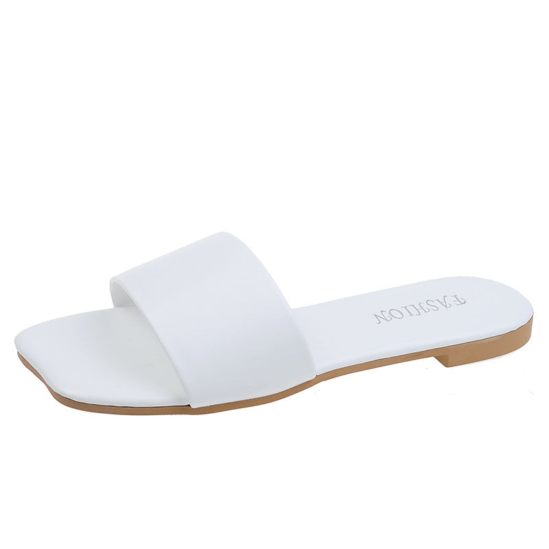 Marina Fletcher | Cream Flat Slide Sandals For Women