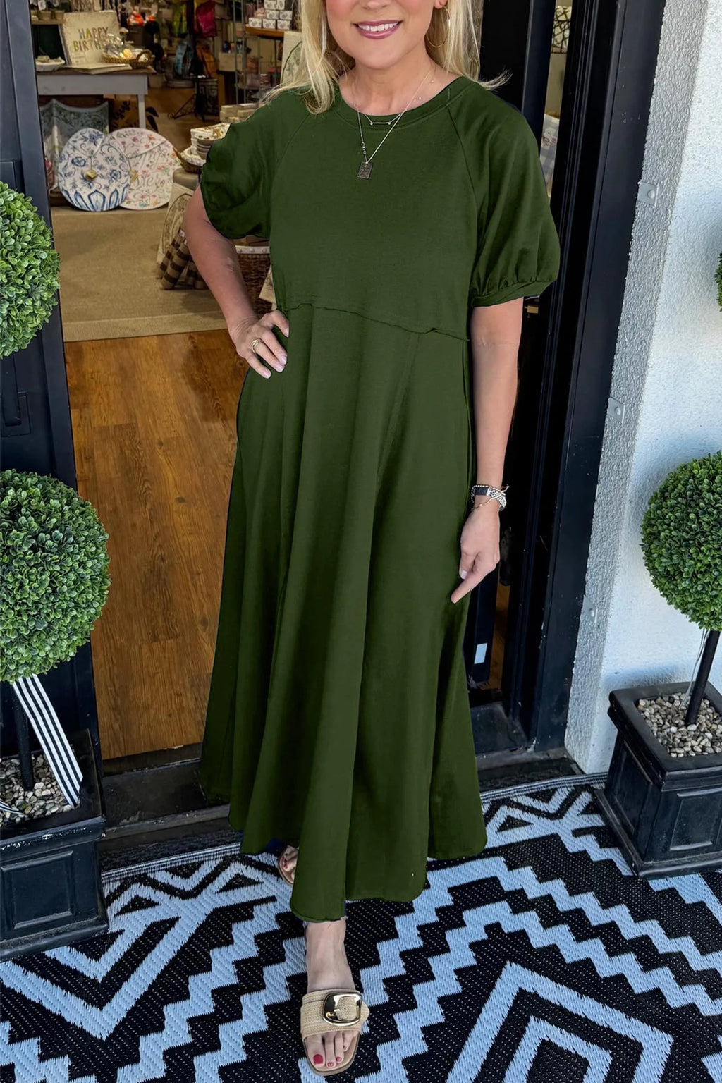 Nina Hargreaves | Puff Sleeve Maxi Dress in Navy