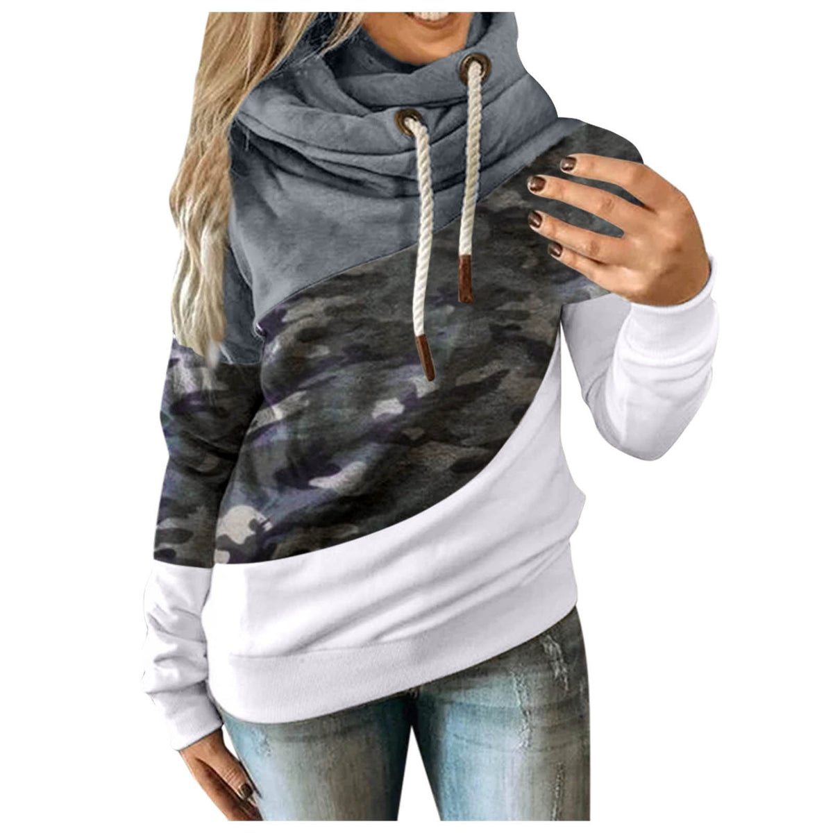 Georgina Merrick | Cowl Neck Camouflage Hoodie