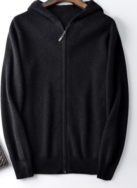 Rowan Smith | Navy Zip-Up Hooded Knit Cardigan