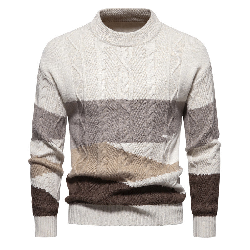 Edward Ravensworth | Colour Block Cable Knit Crew Neck Sweater