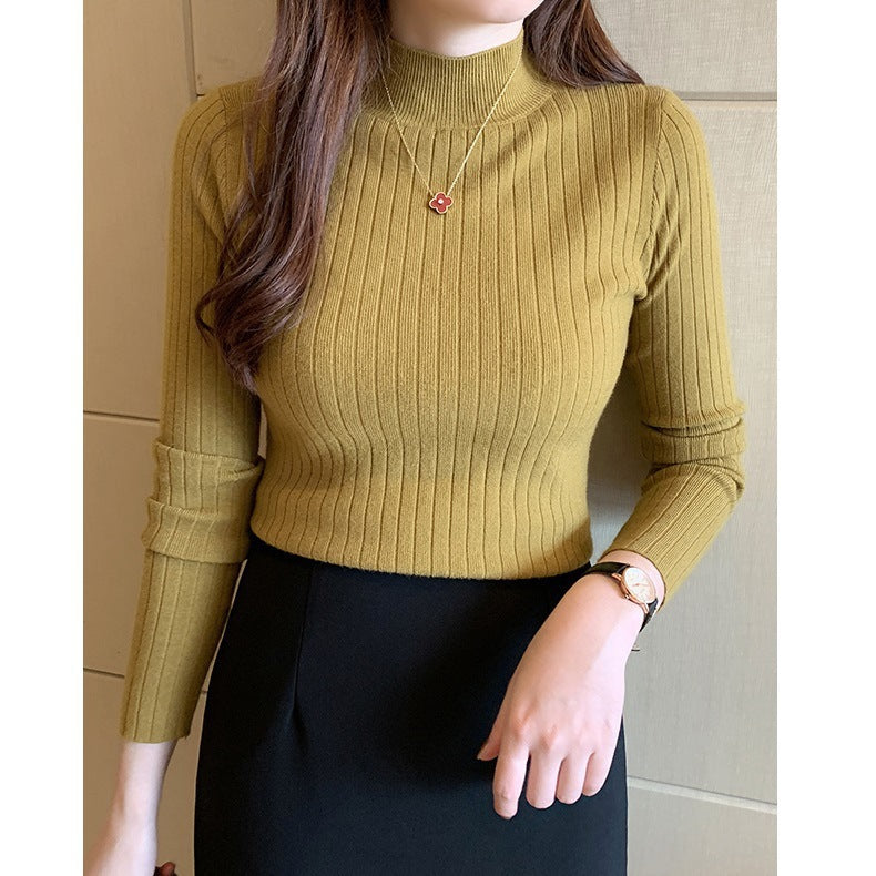 Millicent Davies | Ribbed Half Turtleneck Long Sleeve Top