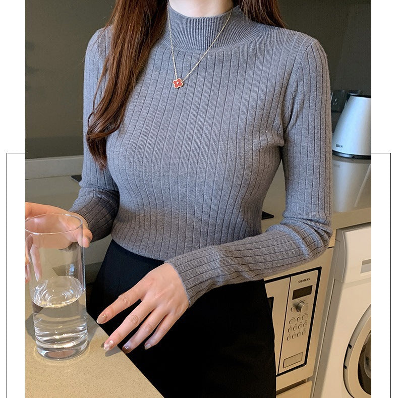 Millicent Davies | Ribbed Half Turtleneck Long Sleeve Top