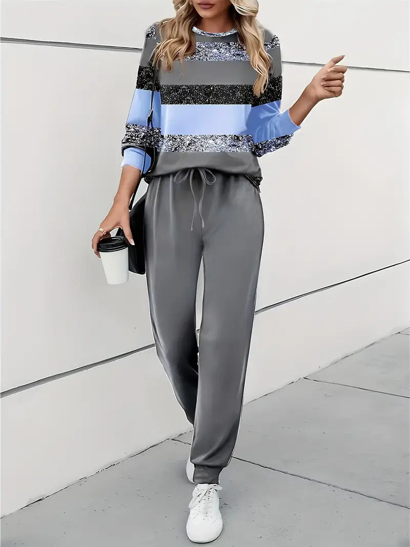 Rosie Clarke | Colour-Block Sequin Sweatshirt & Jogger Set