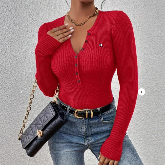 Phoebe Wilson | Front-Button Ribbed Knit Top