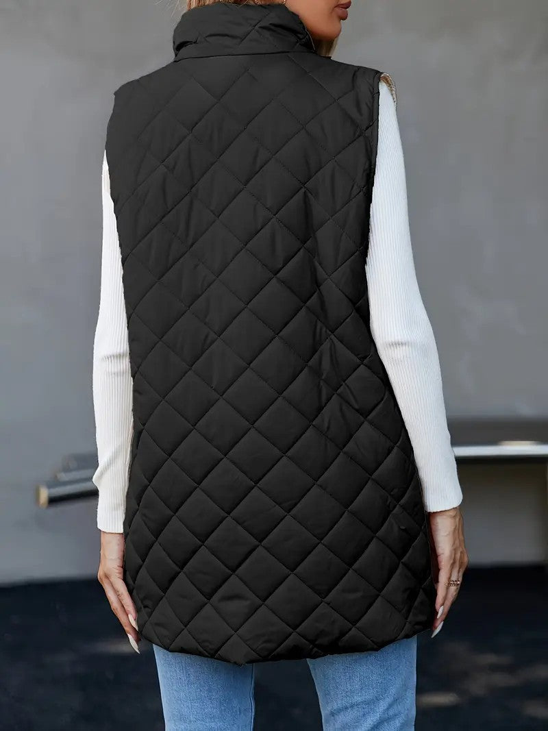 Penelope Scott | Quilted Longline Zip-Up Gilet