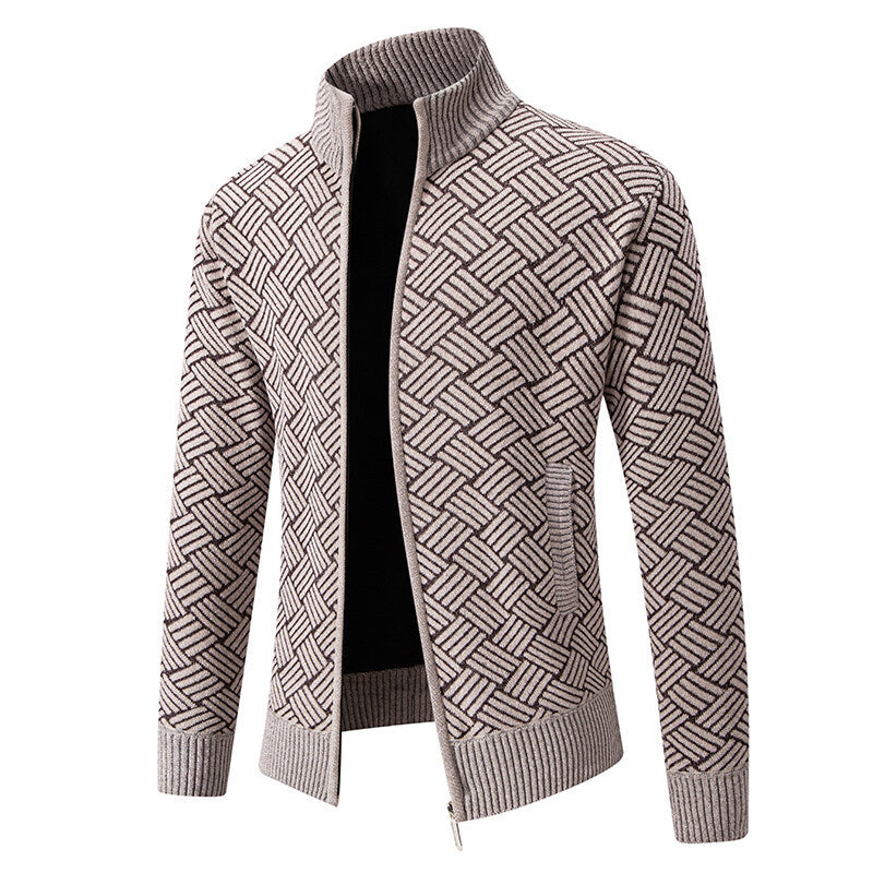 Clive Bramwell | Textured Zip-Up Sweater With Stand Collar