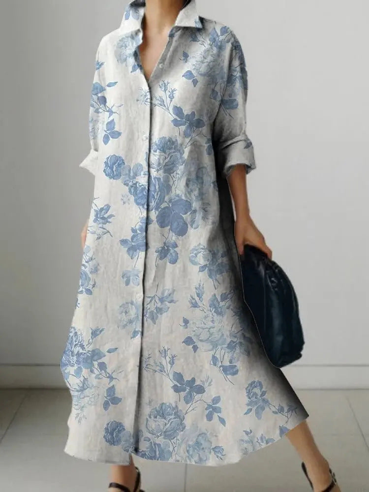 Millicent Sheridan | Floral Print Midi Shirt Dress
