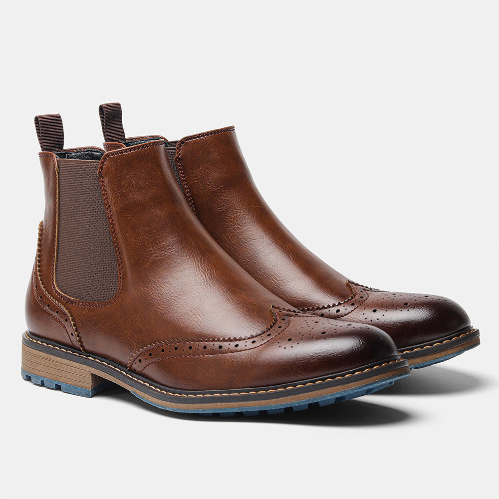 Callum Ferguson | Brown Leather Chelsea Boots With Brogue Detailing
