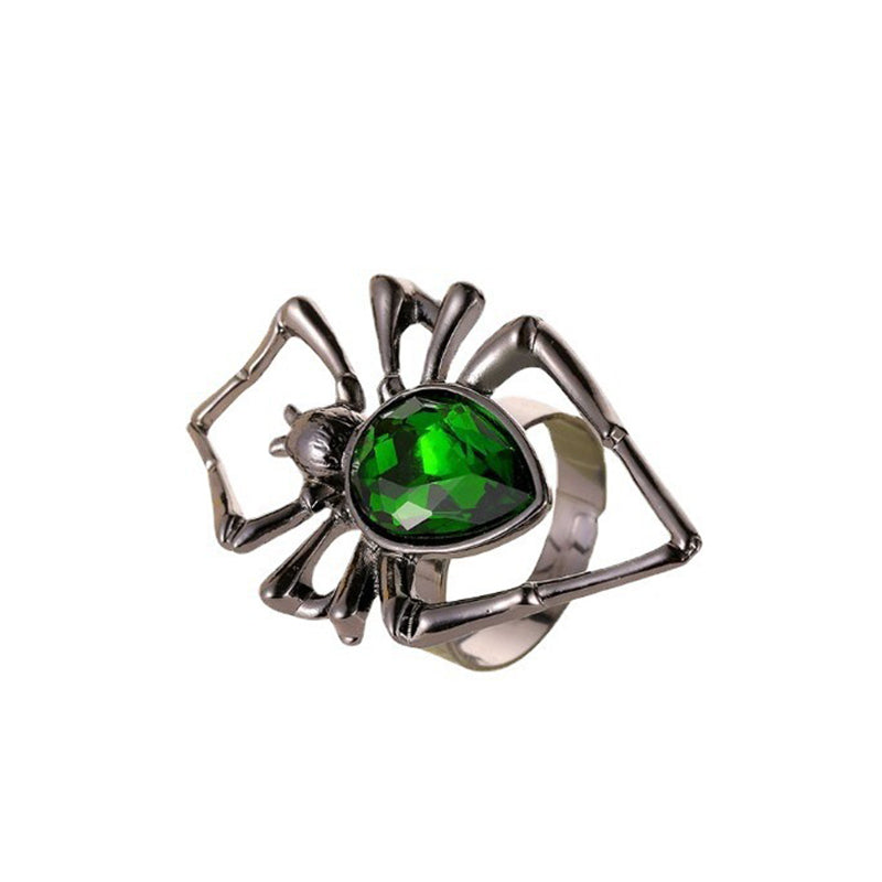 Freya Whitlock | Gothic Spider Necklace With Emerald Stone Detail