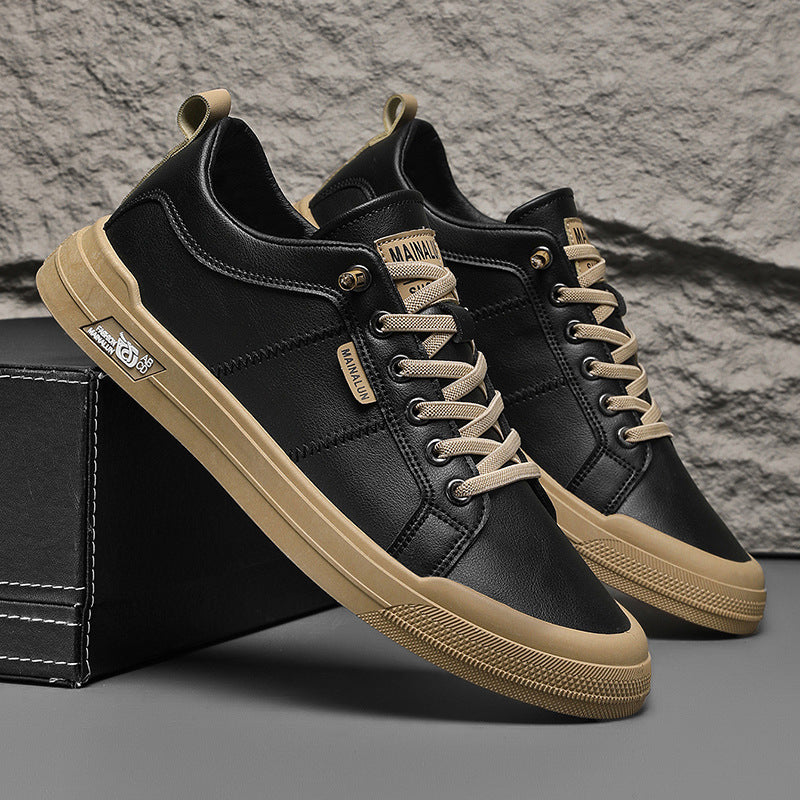 Nigel Prentice | White Leather Low-Top Sneakers For Men