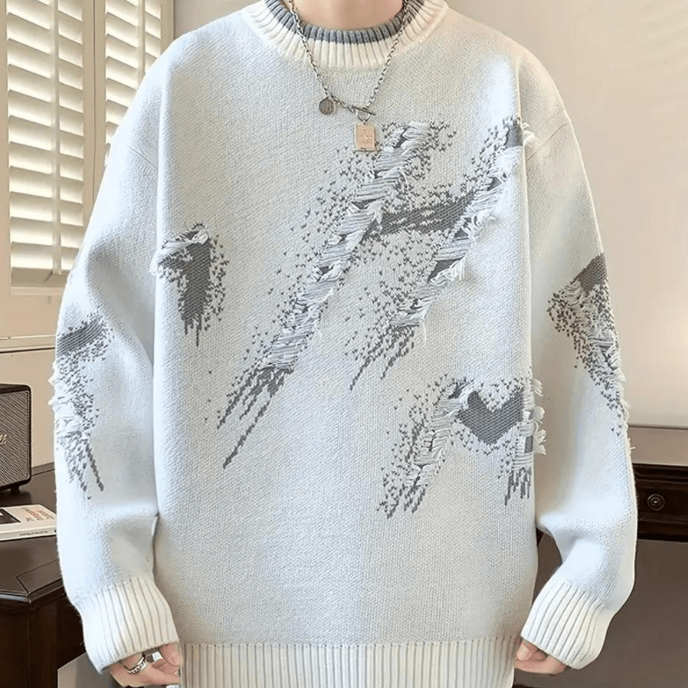 Nathaniel Sinclair | Distressed Knit Crew Neck Sweater For Men