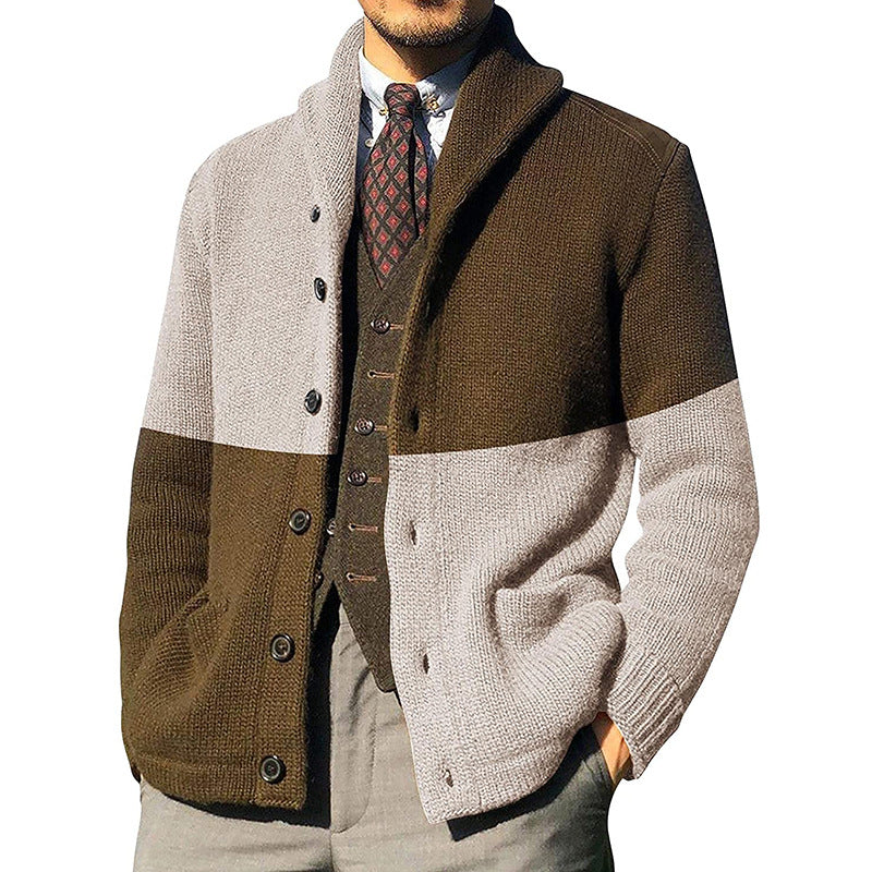 Charles Wetherby | Colour-Block Shawl Collar Knitted Cardigan