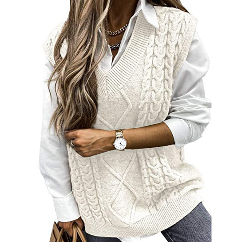 Harriet Baker | Cable Knit V-Neck Sweater Vest
