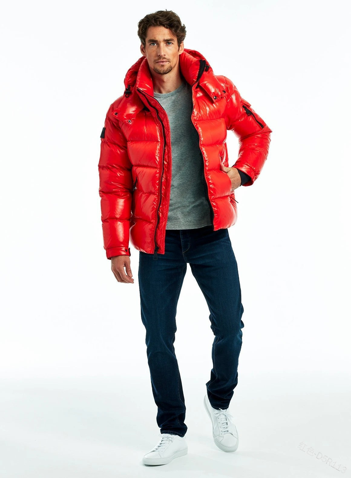 George Ashbourne | Shiny Black Mens Jacket With Hood
